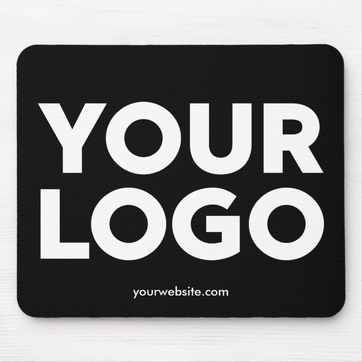 Your Company Logo and Business Website on Black Mouse Pad | Zazzle