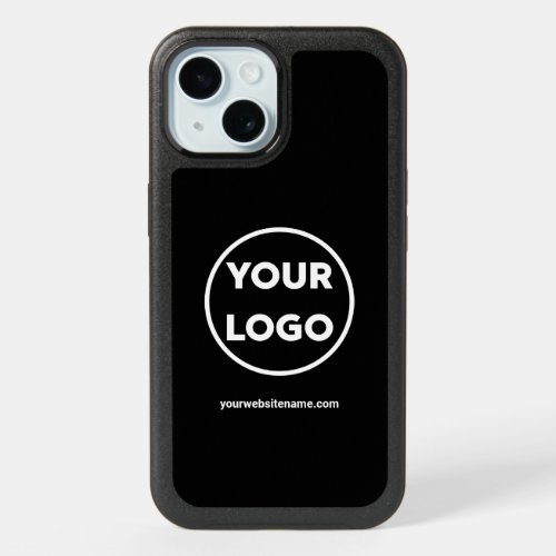 Your Company Logo and Business Website on Black iPhone 15 Case