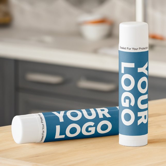 Your Company Logo and Business Website on Blue Lip Balm (Your Company Logo and Business Website on Blue Lip Balm in situ)