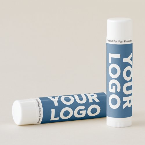 Your Company Logo and Business Website on Blue Lip Balm