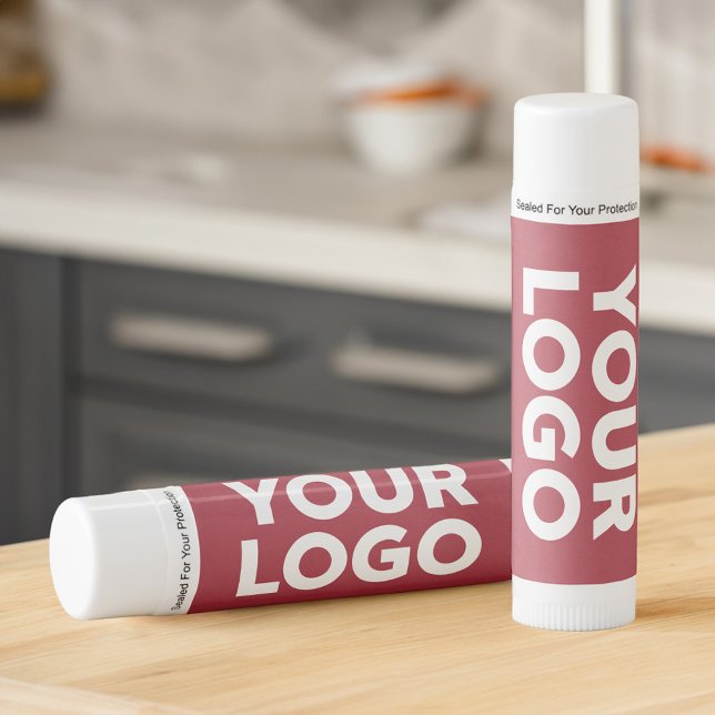 Your Company Logo and Business Website on Burgundy Lip Balm (Your Company Logo and Business Website on Burgundy Lip Balm in situ)