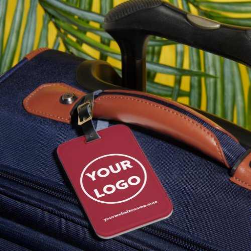 Your Company Logo and Business Website on Burgundy Luggage Tag