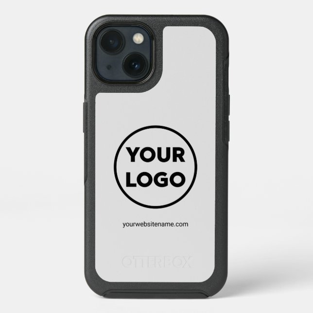 Your Company Logo and Business Website on Gray Otterbox iPhone Case (Back)