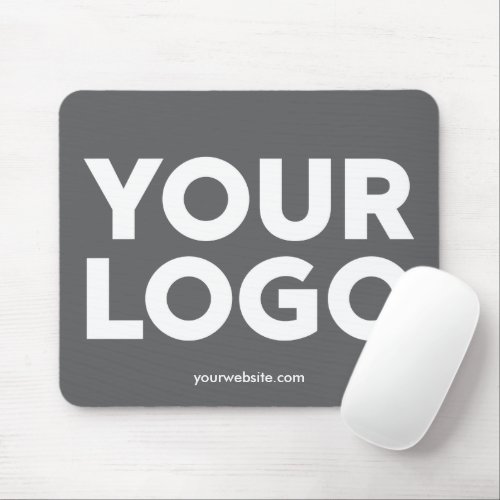 Your Company Logo and Business Website on Grey Mouse Pad