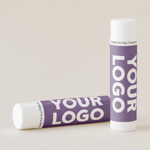 Your Company Logo and Business Website on Purple Lip Balm