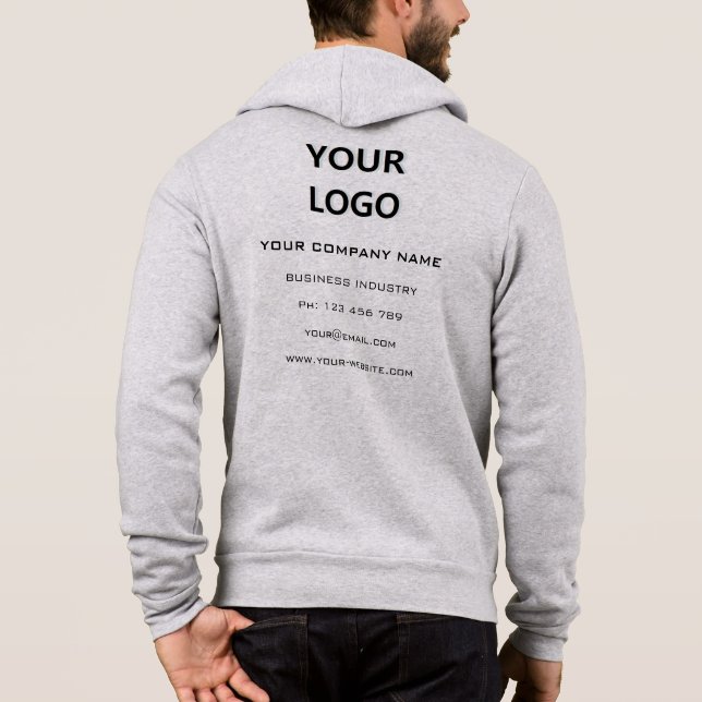 Your Company Logo and Custom Text Business Hoodie (Back)
