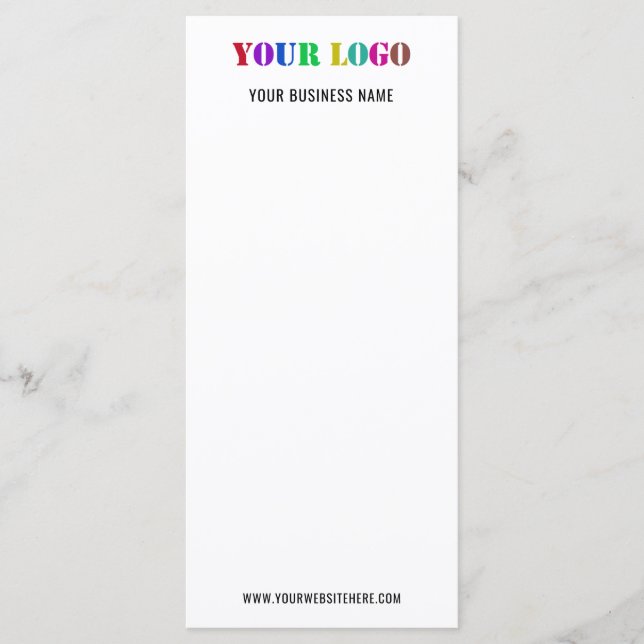 Your Company Logo and Custom Text Business Menu (Front)