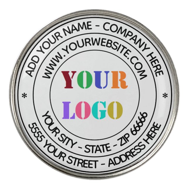 Your Company Logo and Custom Text Golf Ball Marker (Front)