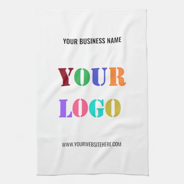 Your Company Logo and Custom Text Kitchen Towel (Vertical)
