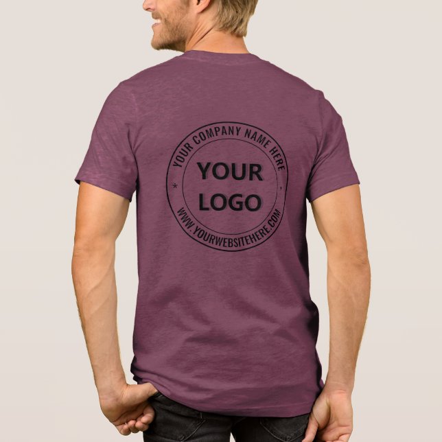 Your Company Logo and Custom Text Personalized Tri-Blend Shirt (Back)