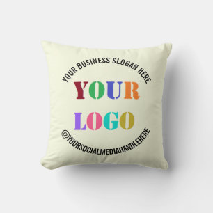 Your Company Logo and Custom Text Throw Pillow