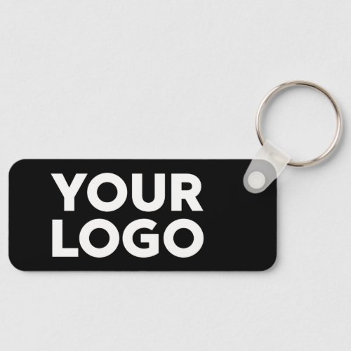 Your Company Logo and Text Corporate Swag Black Keychain