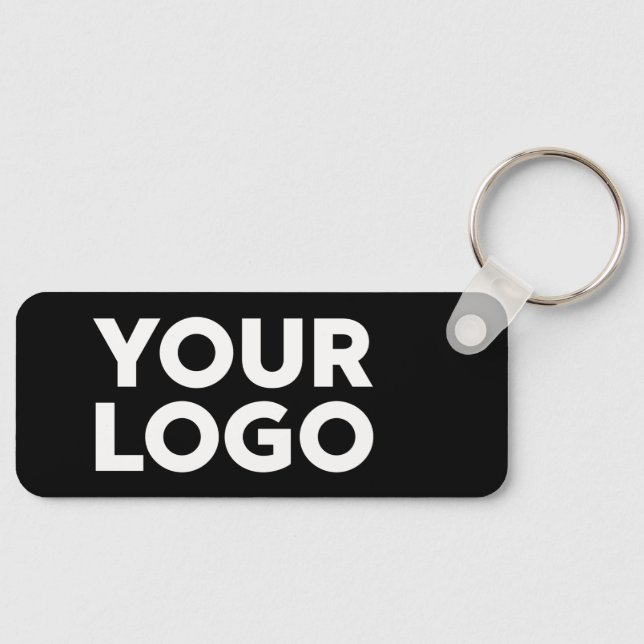 Your Company Logo and Text Corporate Swag Black Keychain (Front)