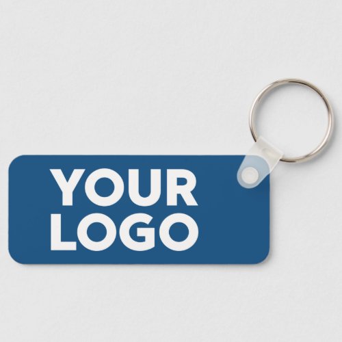 Your Company Logo and Text Corporate Swag Blue Keychain