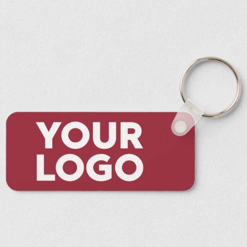 Your Company Logo and Text Corporate Swag Burgundy Keychain