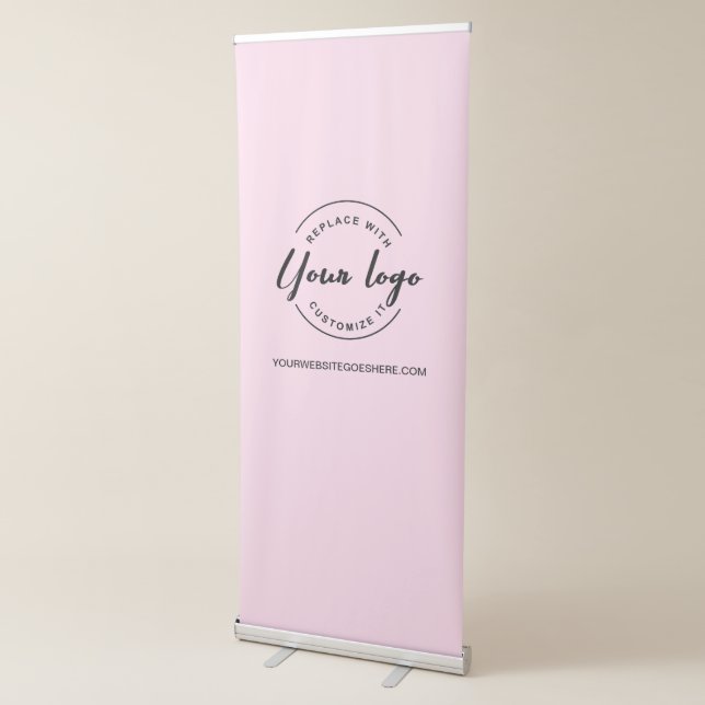 Your Company logo and website Custom Pink  Retractable Banner (3/4)