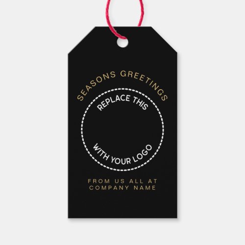 Your Company Logo Business Name Corporate Black Gift Tags