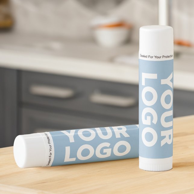 Your Company Logo Business Website on Light Blue Lip Balm (Your Company Logo Business Website on Light Blue Lip Balm in situ)