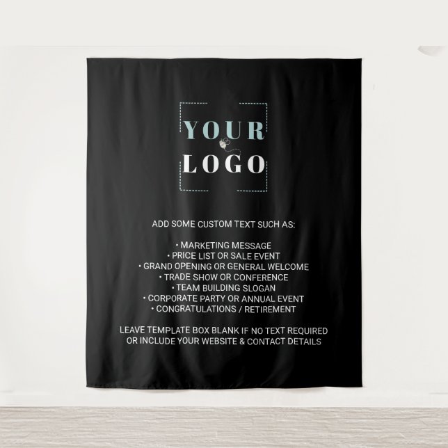 Your Company Logo Custom Branded Black Backdrop (Front)