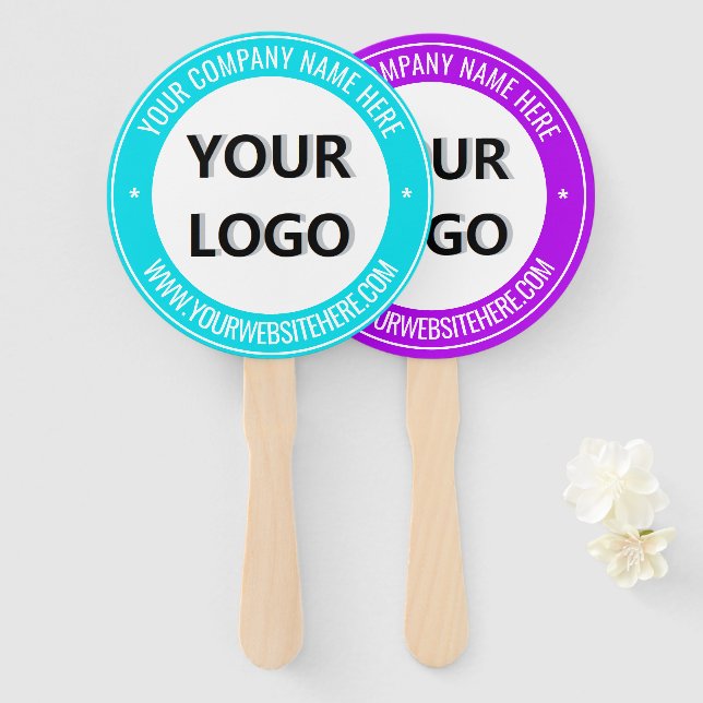 Your Company Logo Custom Text and Color Hand Fan (Front and Back)
