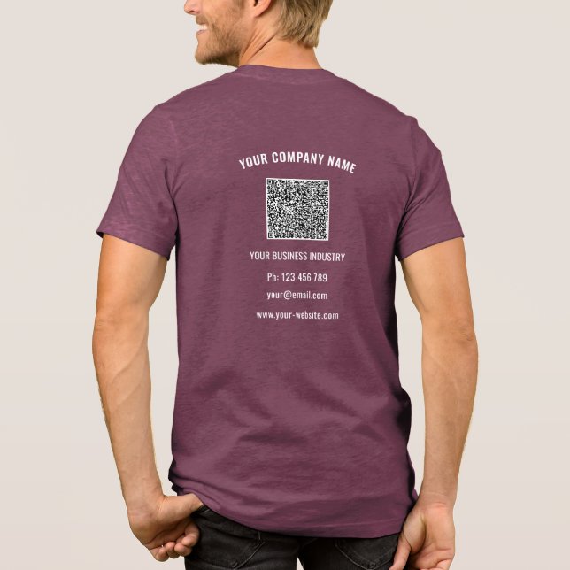 Your Company Logo Custom Text and QR Code Example Tri-Blend Shirt (Back)