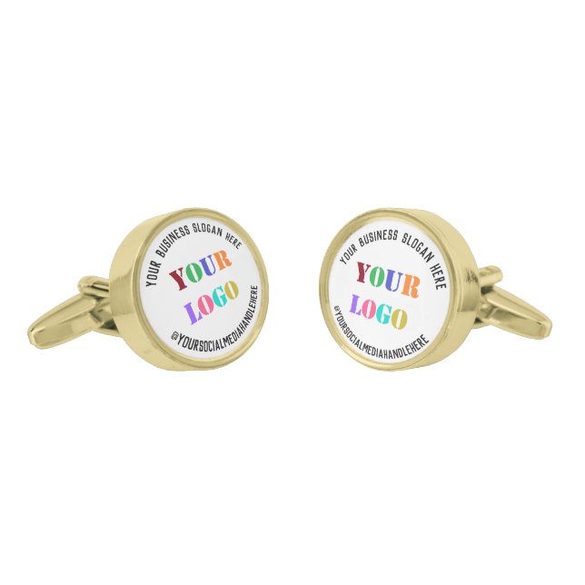 Your Company Logo Custom Text Business Cufflinks (Angled)