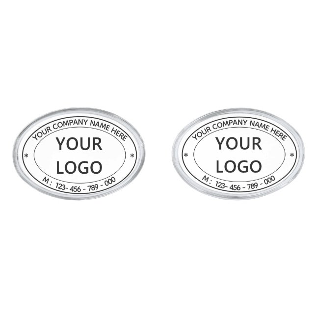 Your Company Logo Custom Text Business Cufflinks (Front)