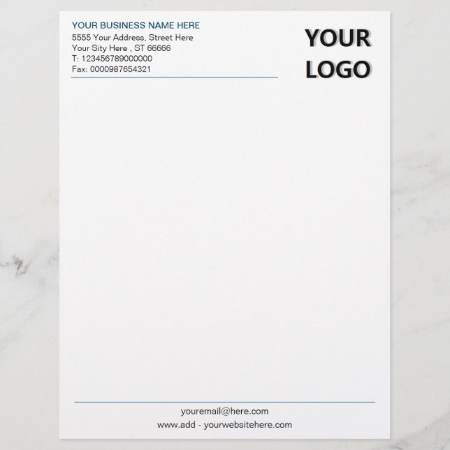 Your Company Logo Custom Text Business Letterhead (Front)