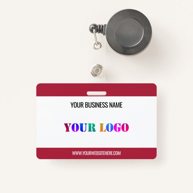 Your Company Logo Custom Text Business Name Badge (Front with Retractable)