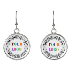 Your Company Logo Custom Text Earrings Template