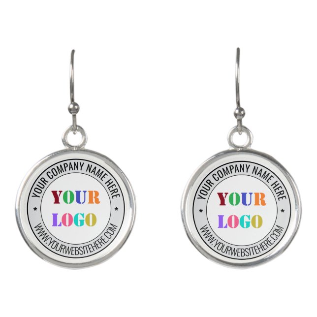 Your Company Logo Custom Text Earrings Template (Front)