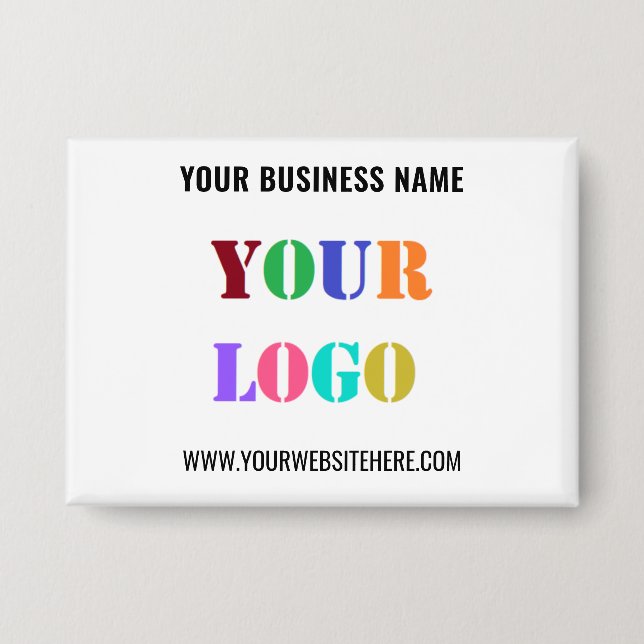 Your Company Logo Custom Text Name Business Button (Front)