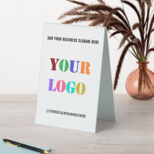 Your Company Logo Custom Text Name Table Tent Sign
