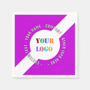 Your Company Logo Custom Text Napkins Choose Color