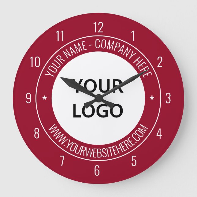 Your Company Logo Custom Text Wall Clock Example (Front)