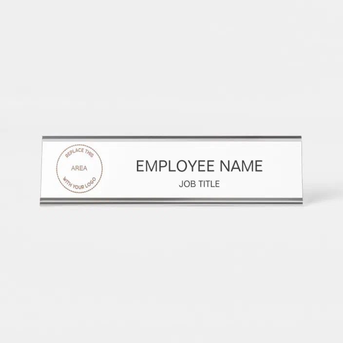 Your Company Logo Employee Name Job Title Desk Name Plate Zazzle Com