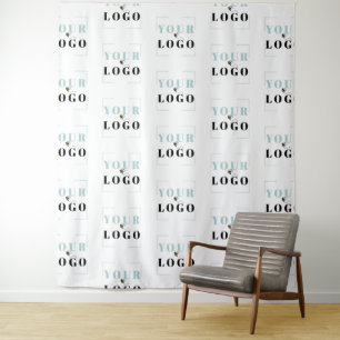 Your Company Logo Half Drop Repeat White Backdrop