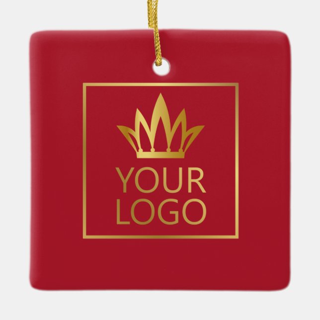 Your Company Logo Happy Holidays Ceramic Ornament (Front)