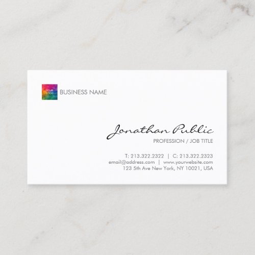 Your Company Logo Here Professional Modern Elegant Business Card