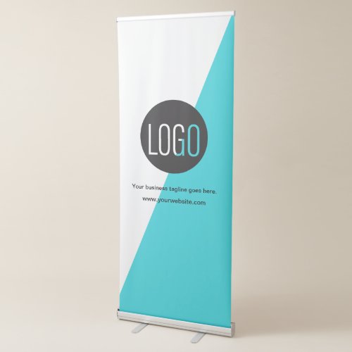 Your Company logo here Teal and white Retractable  Retractable Banner
