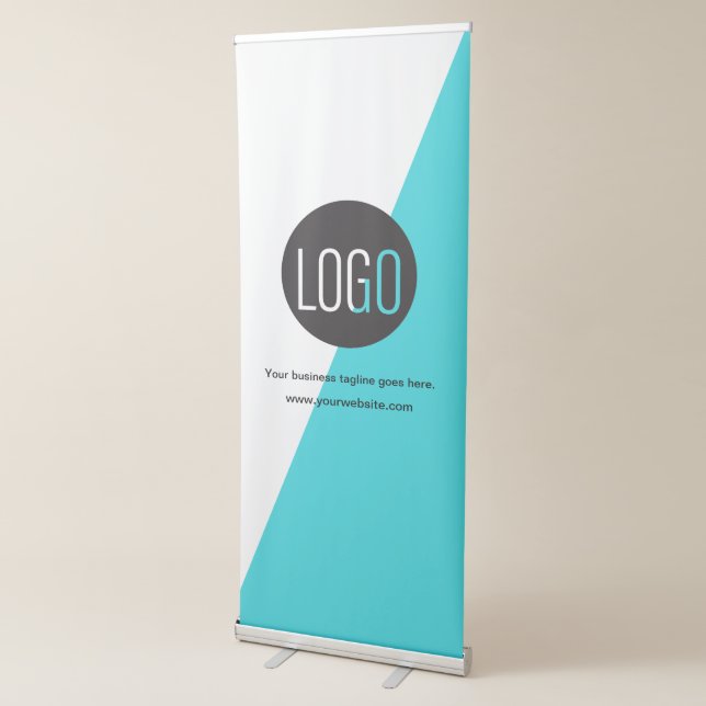 Your Company logo here Teal and white Retractable  Retractable Banner (3/4)
