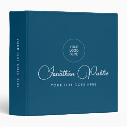 Your Company Logo Here Typography Name Ocean Blue 3 Ring Binder