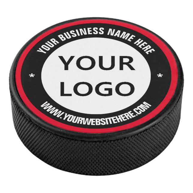 Your Company Logo Hockey Puck Example Custom Text (3/4)