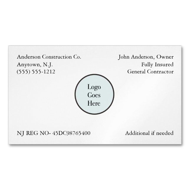 Your Company Logo Information Registration  Business Card Magnet (Front)