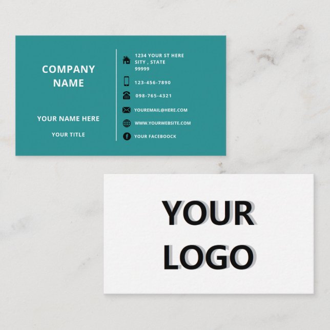 Your Company Logo Name Info Business Card Template (Front/Back)