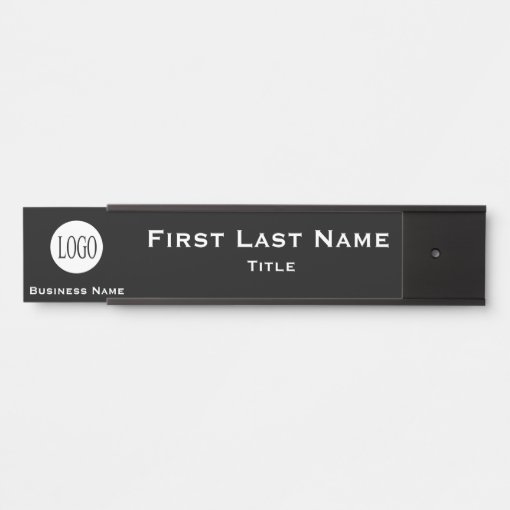 Your Company Logo Office Black Door Sign Name | Zazzle