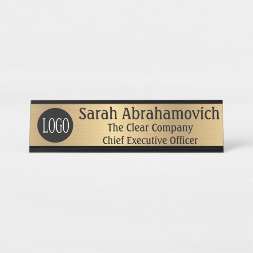 Your Company Logo Office Desk Sign Gold Color