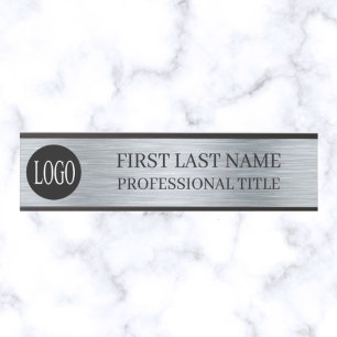 Your Company Logo Office Door Sign Faux Silver