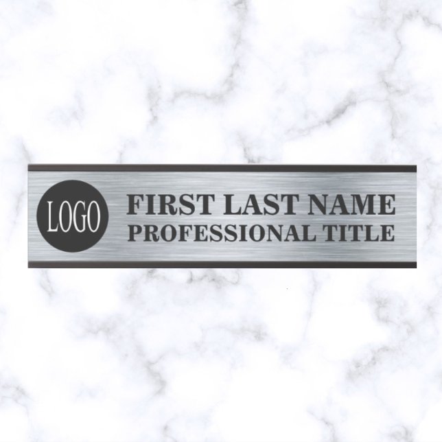 Your Company Logo Office Door Sign Faux Silver  (Creator Uploaded)