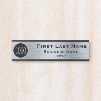 Your Company Logo Office Door Sign Metallic Look | Zazzle